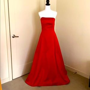 ABS By Allen Schwartz Red Strapless Evening Dress